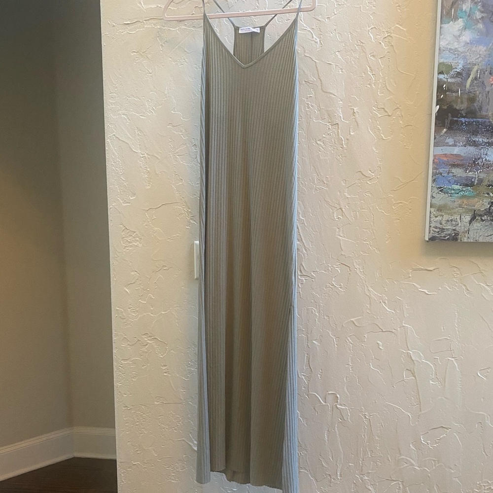 Light Army Green Maxi Dress with Slit
